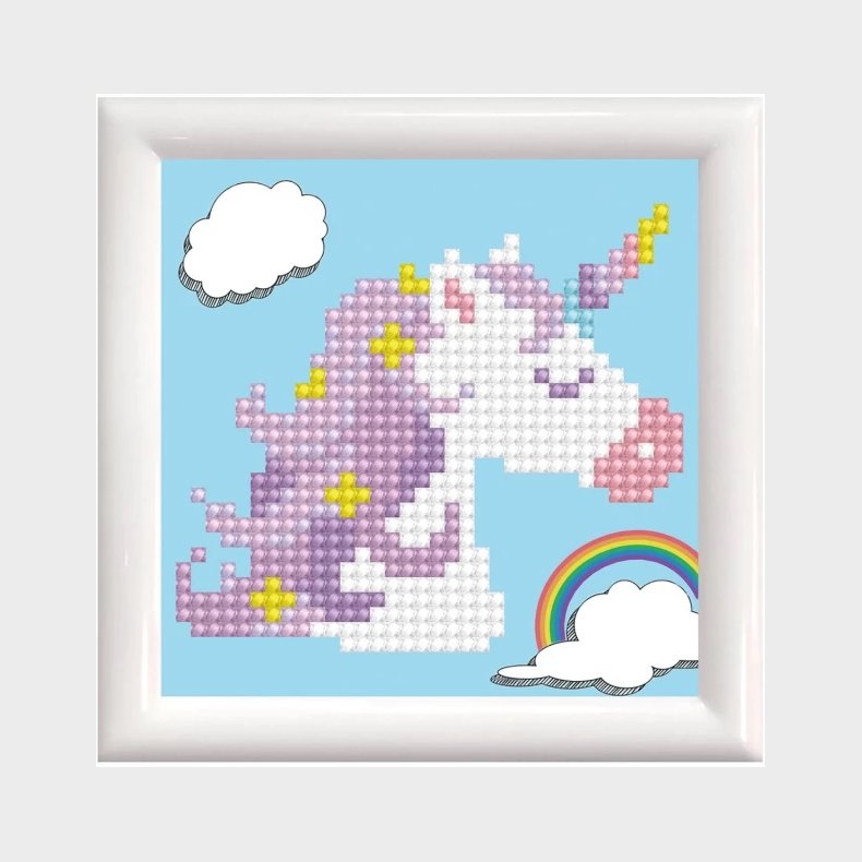 Diamond Dotz 10 x 10 cm - Unicorn i ramme