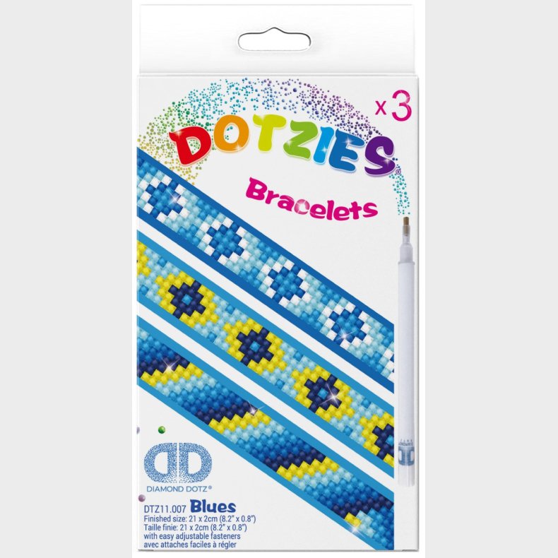 Diamond Dotz Armbnd 3 stk, Bl Blues