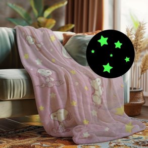 KANGURU Radiserne Glow-In-Dark Plaid / Tppe, Pink 130 x 150 cm