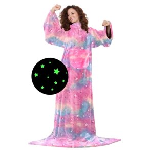 KANGURU Deluxe Glow Rainbow Plaid og tppe 140 x 180 cm