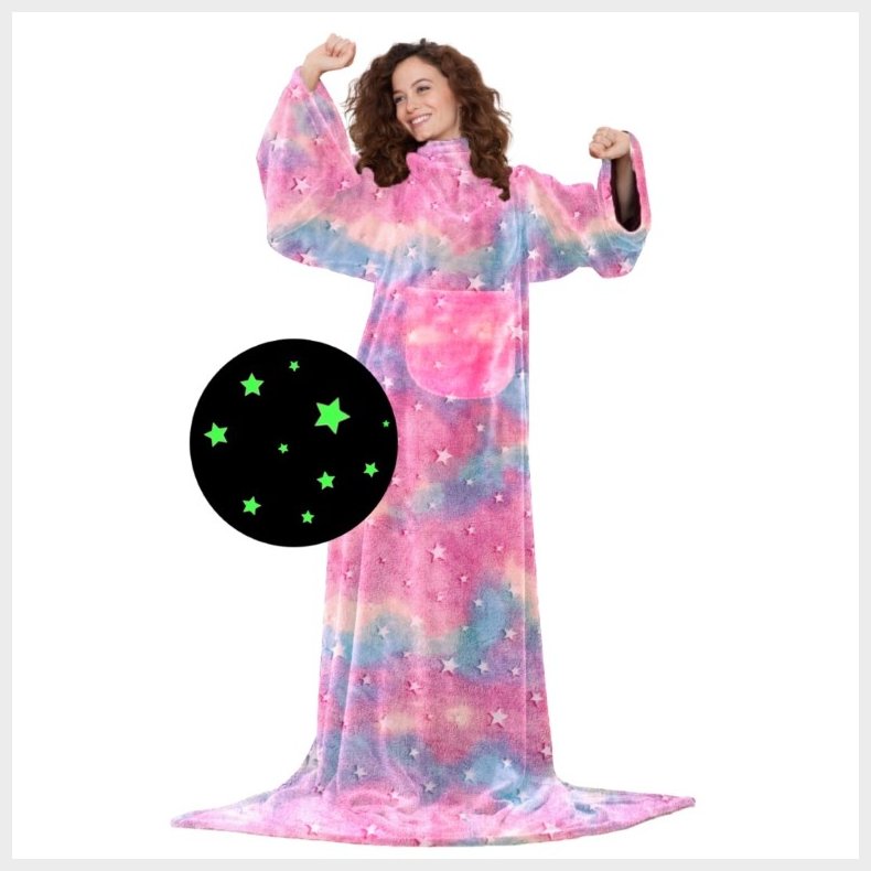 KANGURU Deluxe Glow Rainbow Plaid og tppe 140 x 180 cm