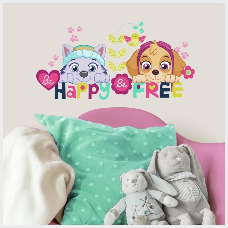 Paw Patrol Skye og Everest Be Happy Wallstickers