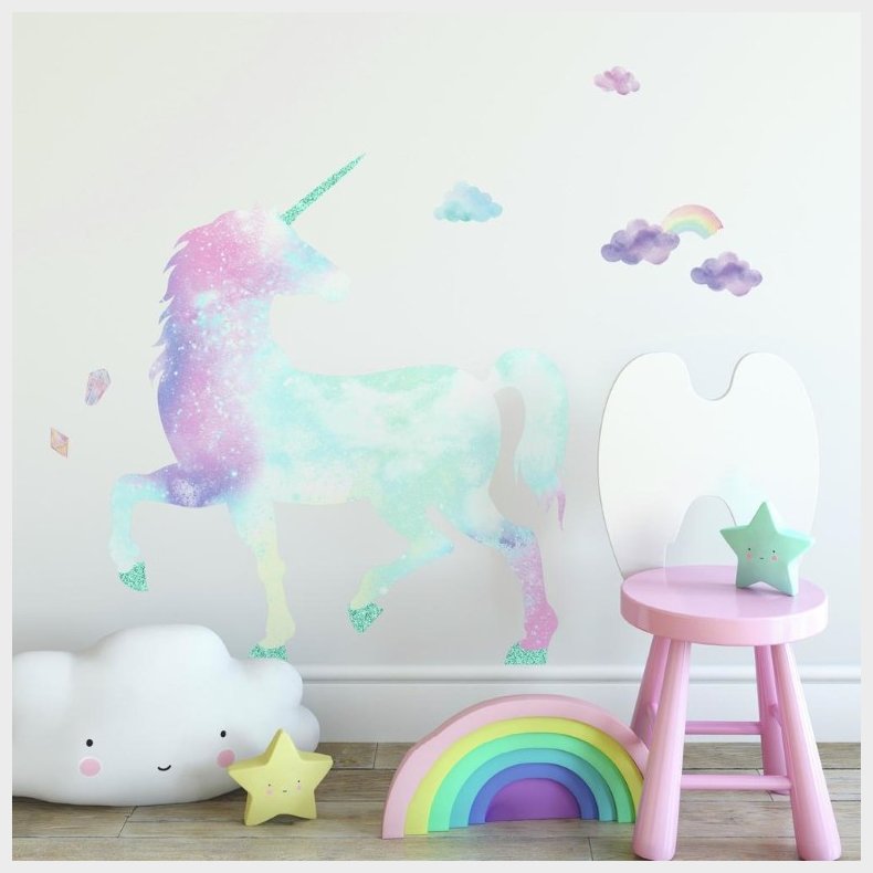 UNICORN GALAXY Gigant Wallsticker med glitter