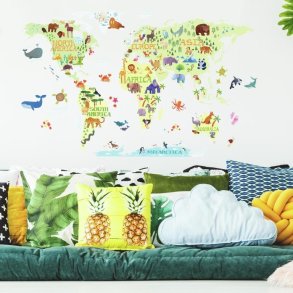 Verdens Kort til brn Gigant Wallstickers