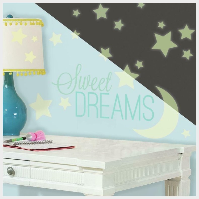 Lyser i mrke ''Sweet Dreams'' wallstickers