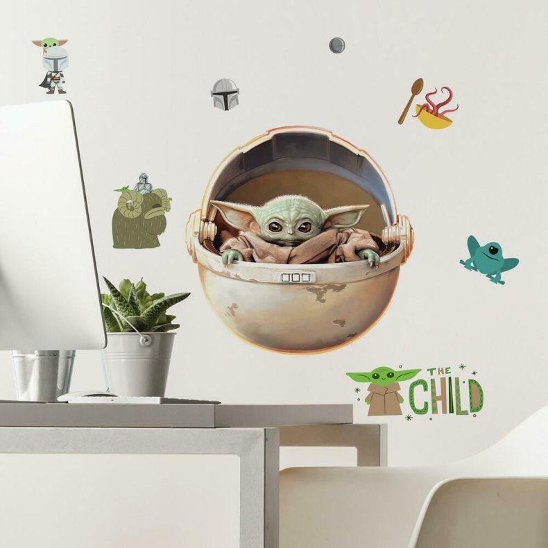 Star Wars Mandalorian -  Painted Baby Yoda  Wallstickers