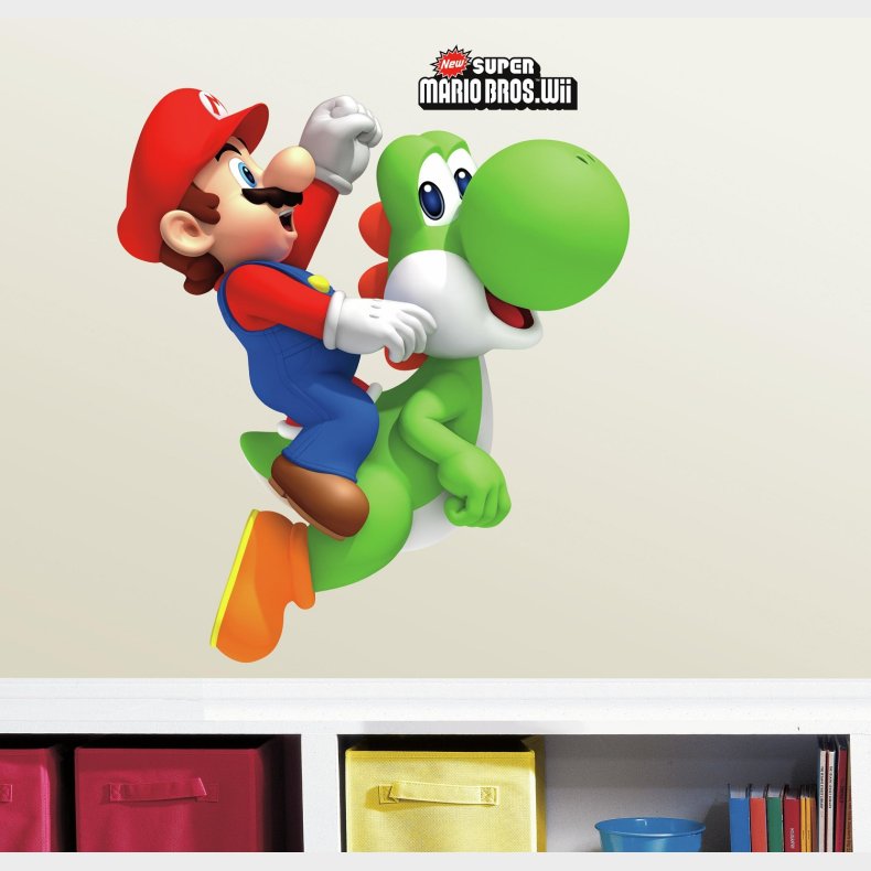 Nintendo Super Mario Bros med Yoshi og Mario  Wallstickers