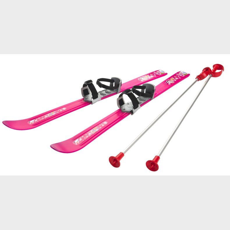 Ski til Brn 90 cm med skistave, Pink