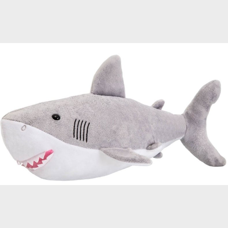 Hvid haj Plysbamse 43x19 cm - All About Nature