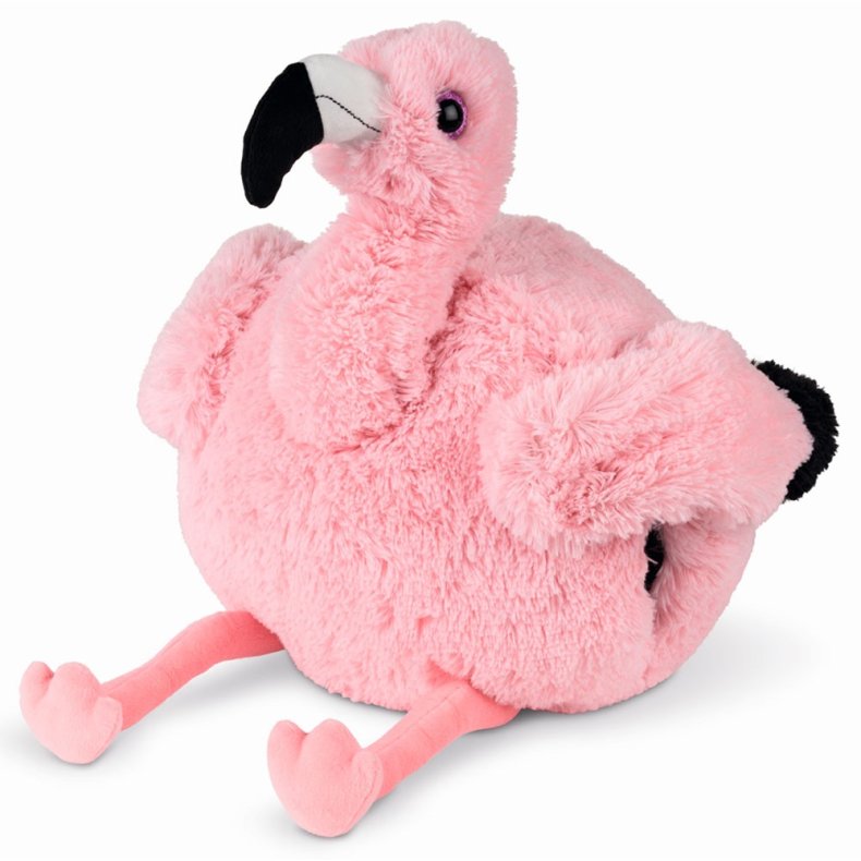 Noxxiez Kmpe bamse, hndvarmer og pude - Flamingo