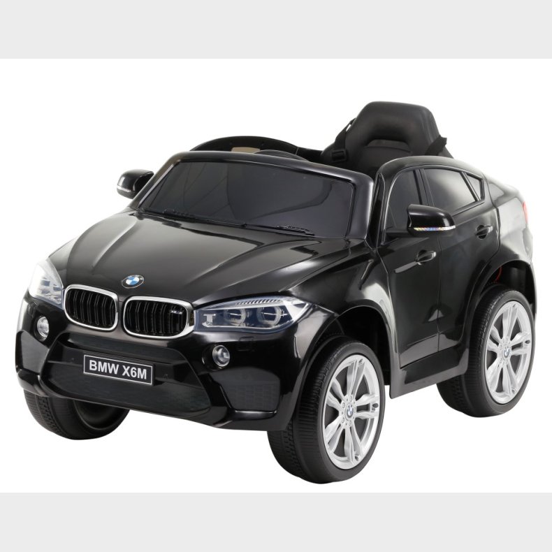 BMW X6 M elbil til brn 12v Sort m/2.4G Remote  + Gummihjul