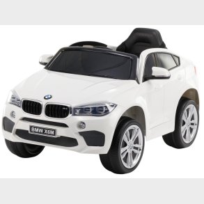 BMW X6 M elbil til brn 12v Hvid m/2.4G Remote + Gummihjul