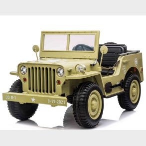 Elbil - Army Classic Adventure XXL m/3 sder + 4x24V Motor + Gummihjul , Lyse Grn