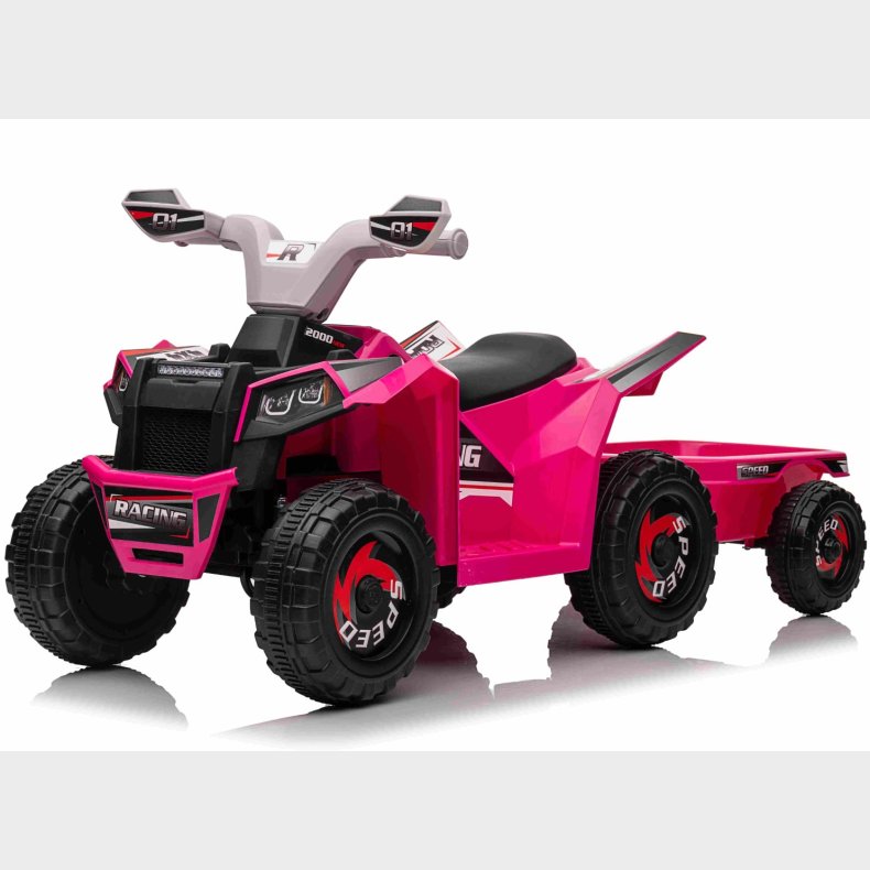 EL Brne ATV til brn med trailer 6V, Pink