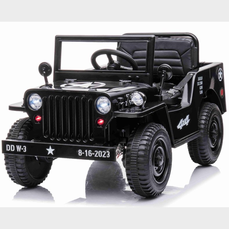 Elbil - Army Classic Adventure m/4x12V Motor + Gummihjul + Ldersde, Sort