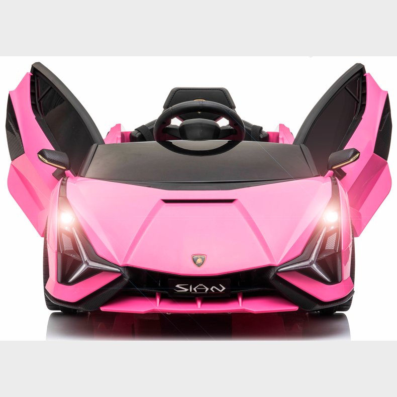 Lamborghini Sian elbil til brn 12v m/4xmotor, Gummihjul, ldersde Pink