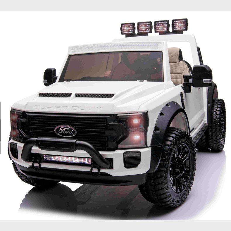 Ford Super Duty Truck m/24V14AH + 4xMotor + Gummihjul + Bldt skumsde Hvid