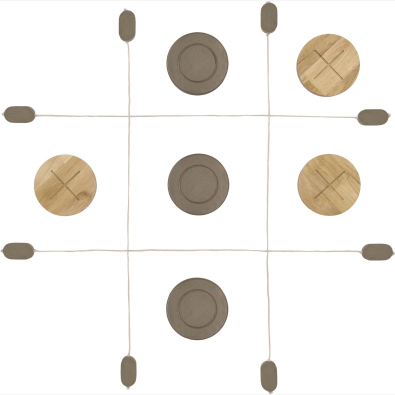 Kryds og Bolle 90 x 90 cm Gr/brun Gummitr