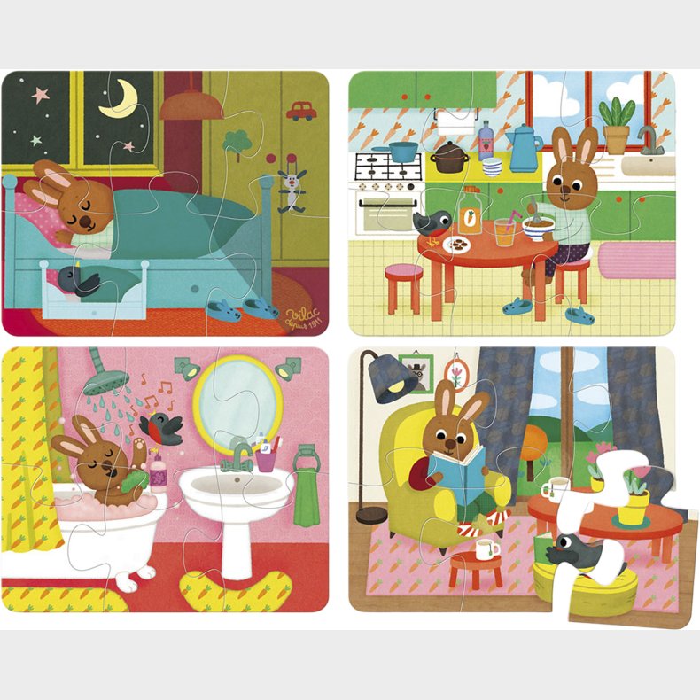 Vilac Puslespil - Hjemmet - 4 x 6 Brikker