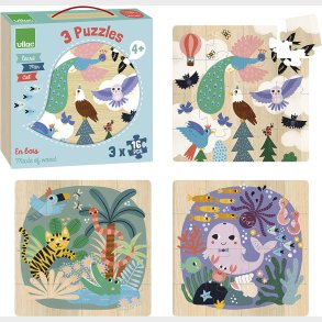 Vilac Puslespil 3x16 brk - I Luften i Vandet og p Jorden