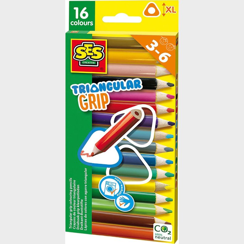 SES Creative Farveblyanter - Trekantede 16 stk