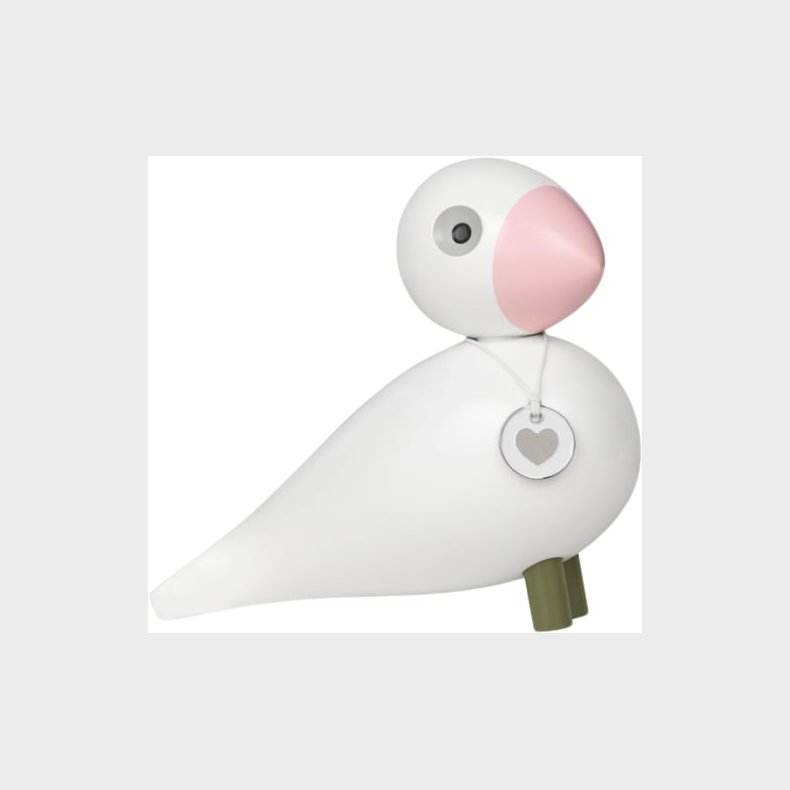 Sangfugl Love H15.5 cm Hvid/rosa