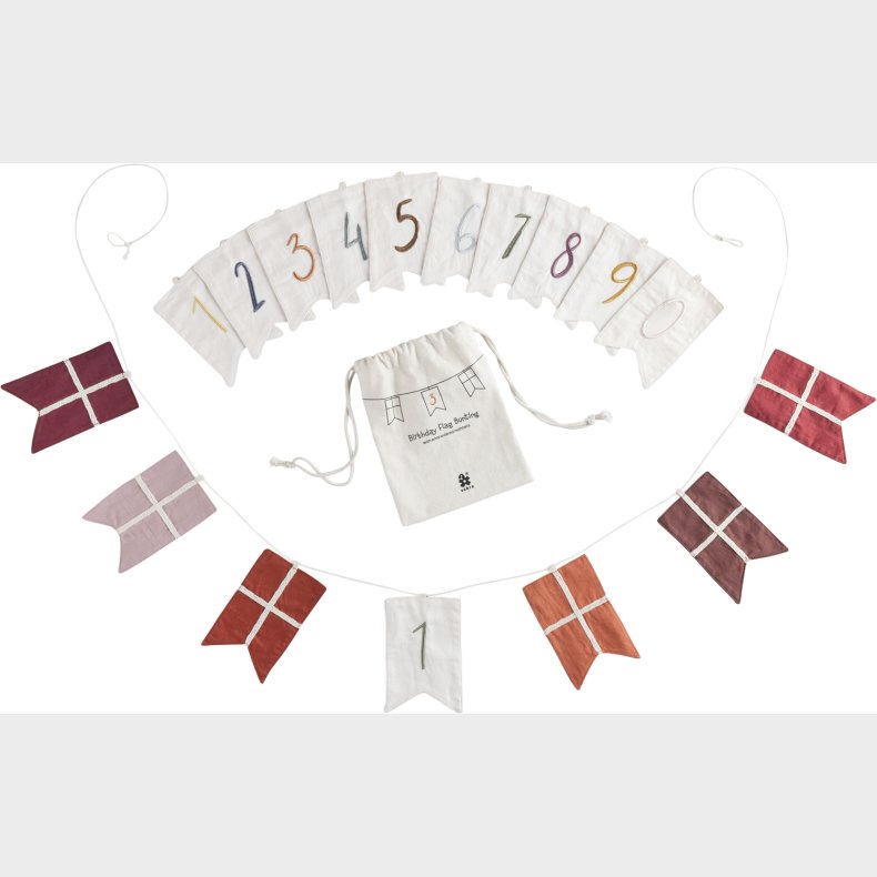 Fdselsdags Flagranke, tal 09, kologisk Bomuld