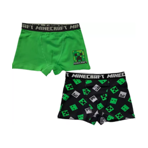 Minecraft boxershorts til brn - 2 styk - Grn/sort