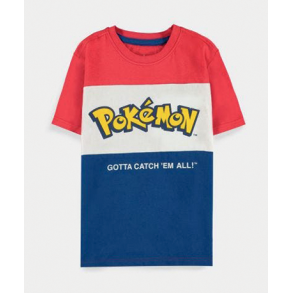 Pokemon t-shirt til brn - Rd, hvid & bl (4-12 r)