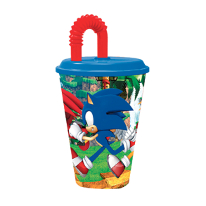 Sonic krus med sugerr til brn - 430 ml