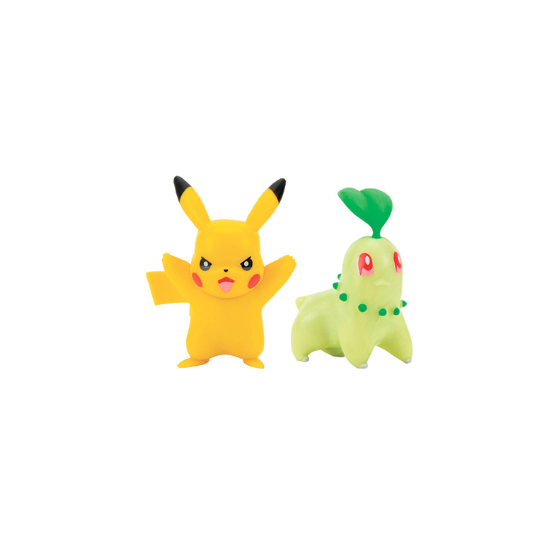 2-Pack Chikorita &amp; Pikachu - Pokemon Battle Figure