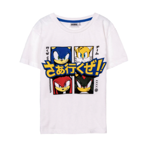 Sonic hvid t-shirt til brn (5-12 r)