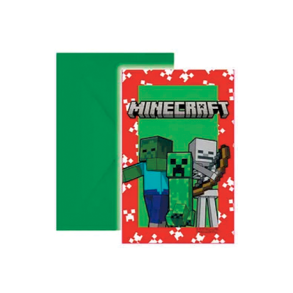 Minecraft Mobs Invitationskort - 6 stk.