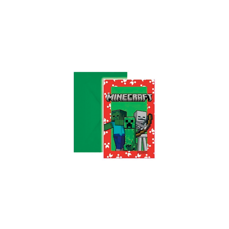 Minecraft Mobs Invitationskort - 6 stk.