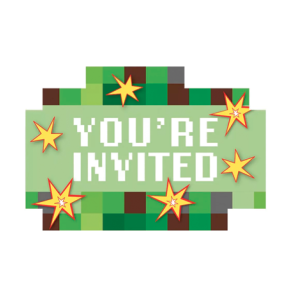 Minecraft Earth Invitationskort - You're Invited - 8 stk.