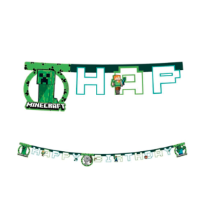 Minecraft Creeper Happy Birthday banner - 1 stk.