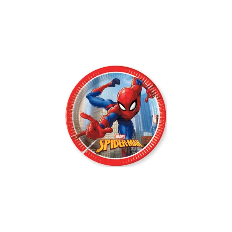 Spiderman paptallerkner - 8 stk.
