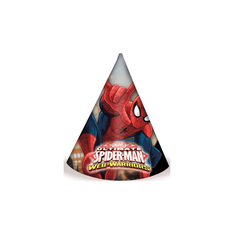 Spiderman fdselsdagshatte - 6 stk.