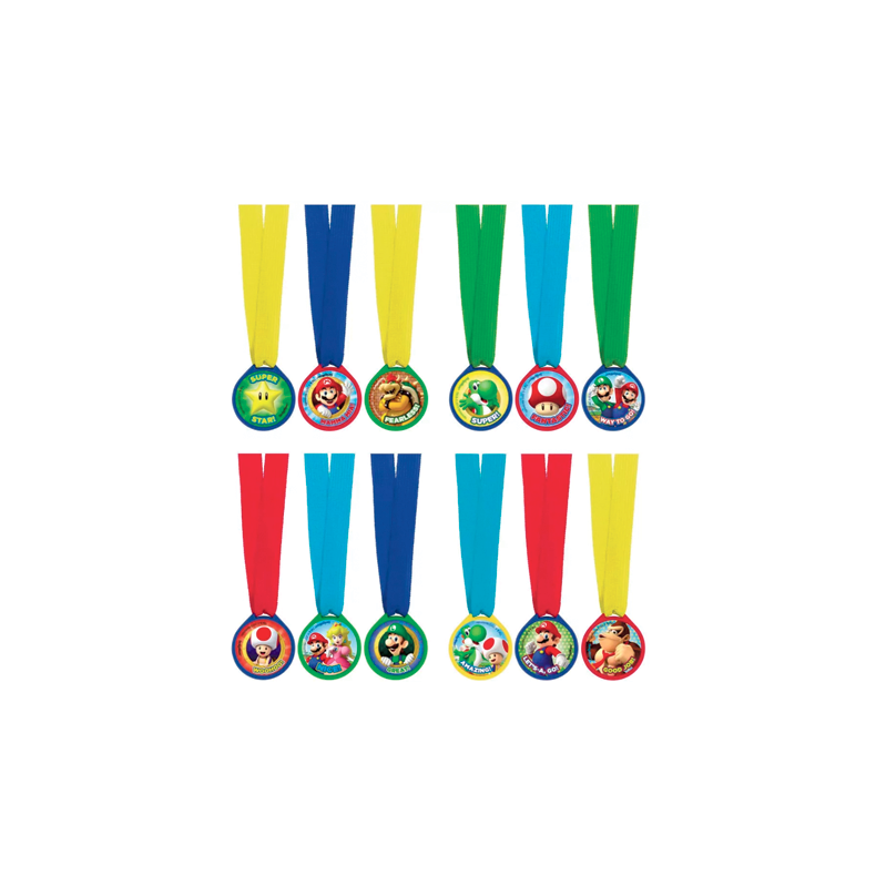 Super Mario medaljer - 12 stk.