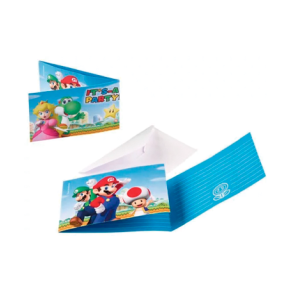 Super Mario invitationskort - 8 stk.