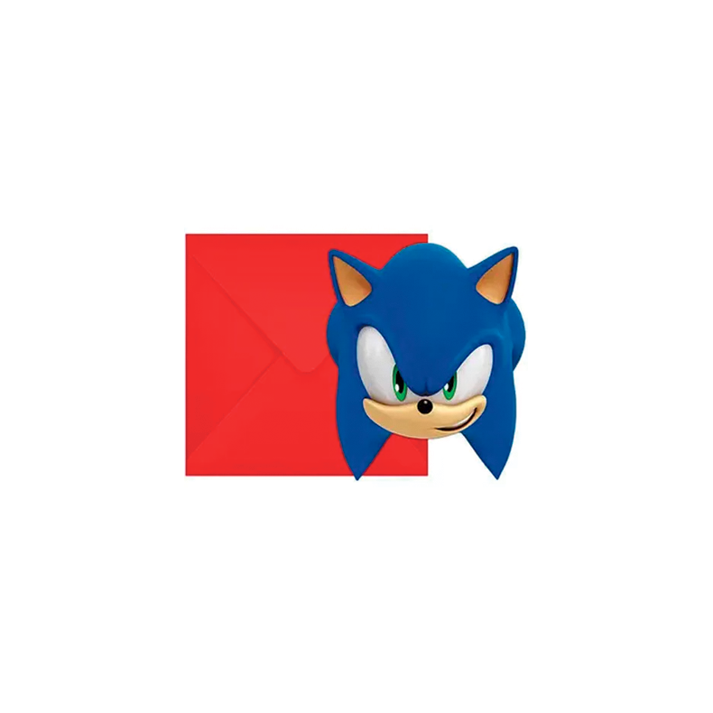 Sonic Invitationskort & kuverter - 6 stk.