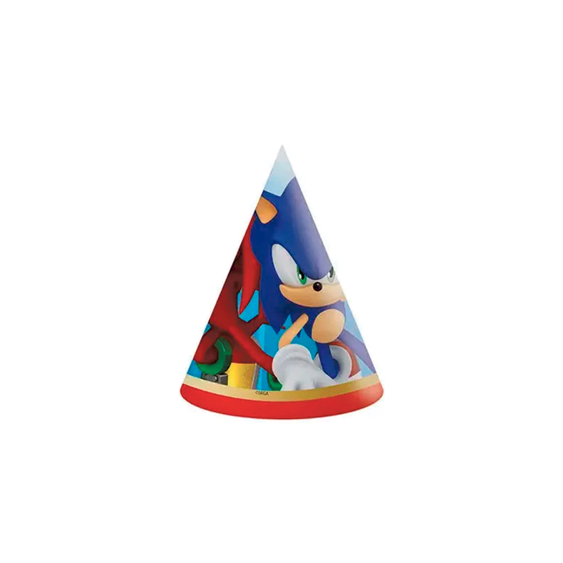 Sonic fdselsdagshatte - 6 stk.