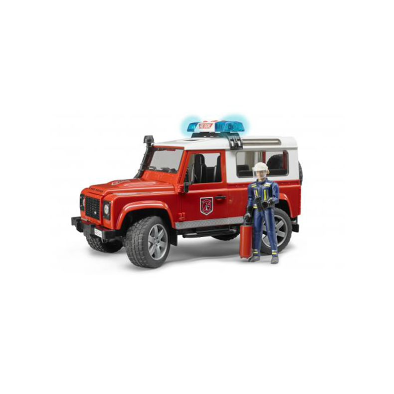 Bruder Land Rover Defender St.Wagon fire department vehicle with fireman