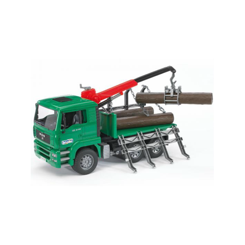 Bruder MAN TGA Timber truck with loading crane and 3 trunks