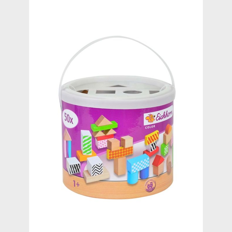 Eichhorn wooden blocks in bucket. 50pcs.