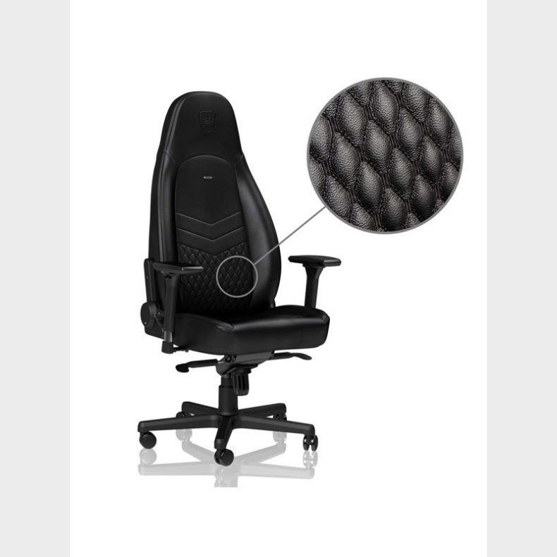 noblechairs ICON Series Real Leather - Black Gamer Stol - Sort - Lder - Op til 150 kg