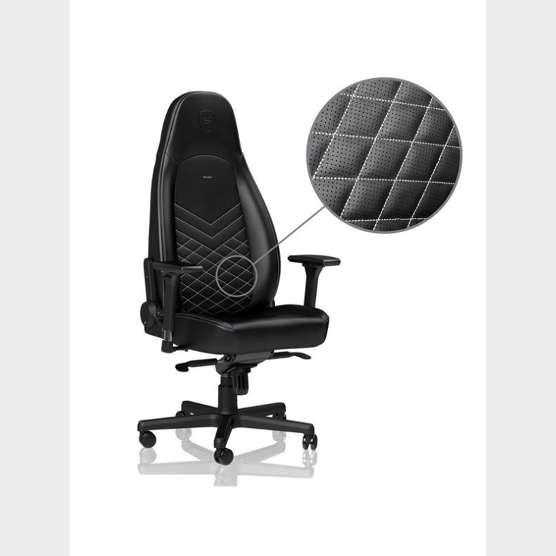 noblechairs ICON Series - Black / White Gamer Stol - Sort / Hvid - PU Lder - Op til 150 kg