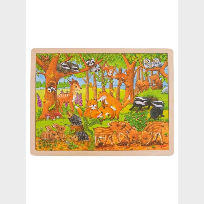 Goki tren Jigsaw Puslespil - Forest dyr 48st. tr