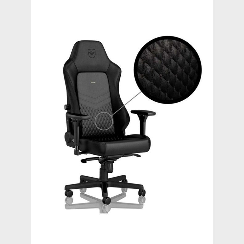 noblechairs HERO Real Leather Gaming Chair - Black Gamer Stol - Sort - Lder - Op til 150 kg