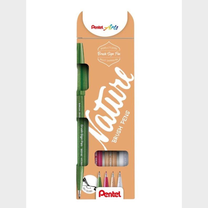 Pentel SES15N-4 Brush Sign Pen NATURE st